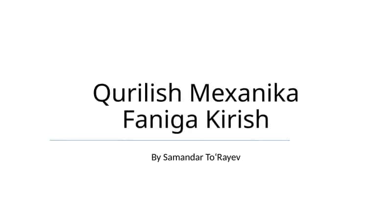 Qurilish Mexanika Faniga Kirish 1