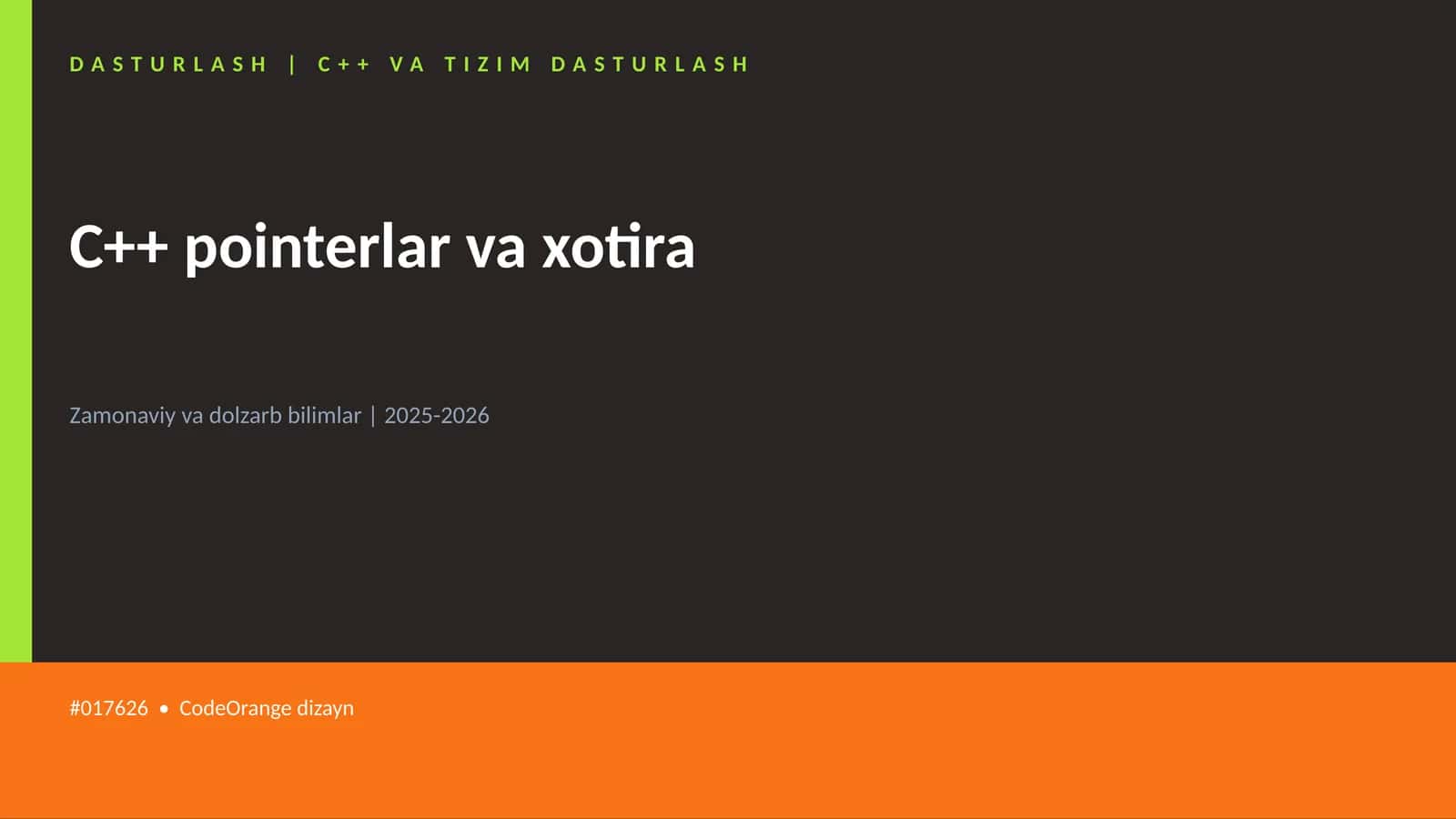 C++ VA TIZIM DASTURLASH 1