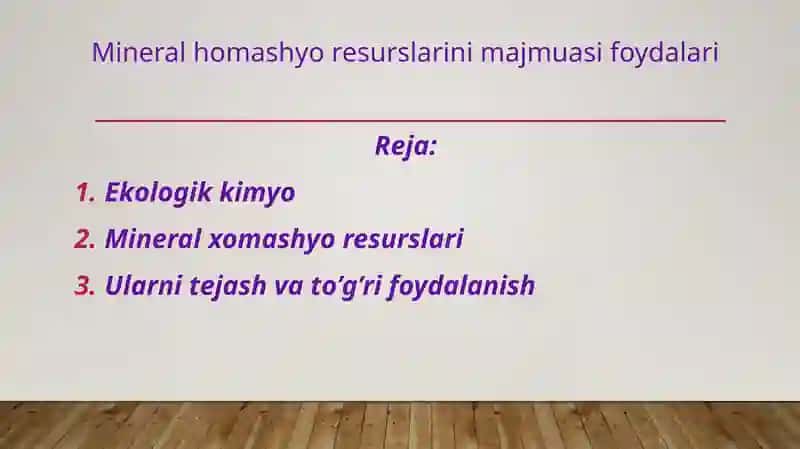 Mineral homashyoresurslarinimajmuasifoydalari 1