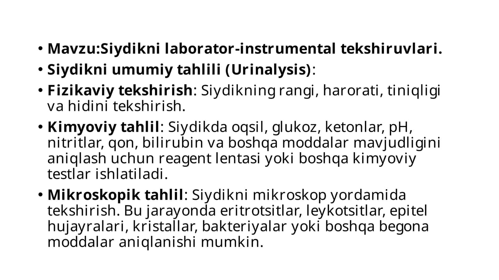 Siydikni laborator-instrumental tekshiruvlari 1