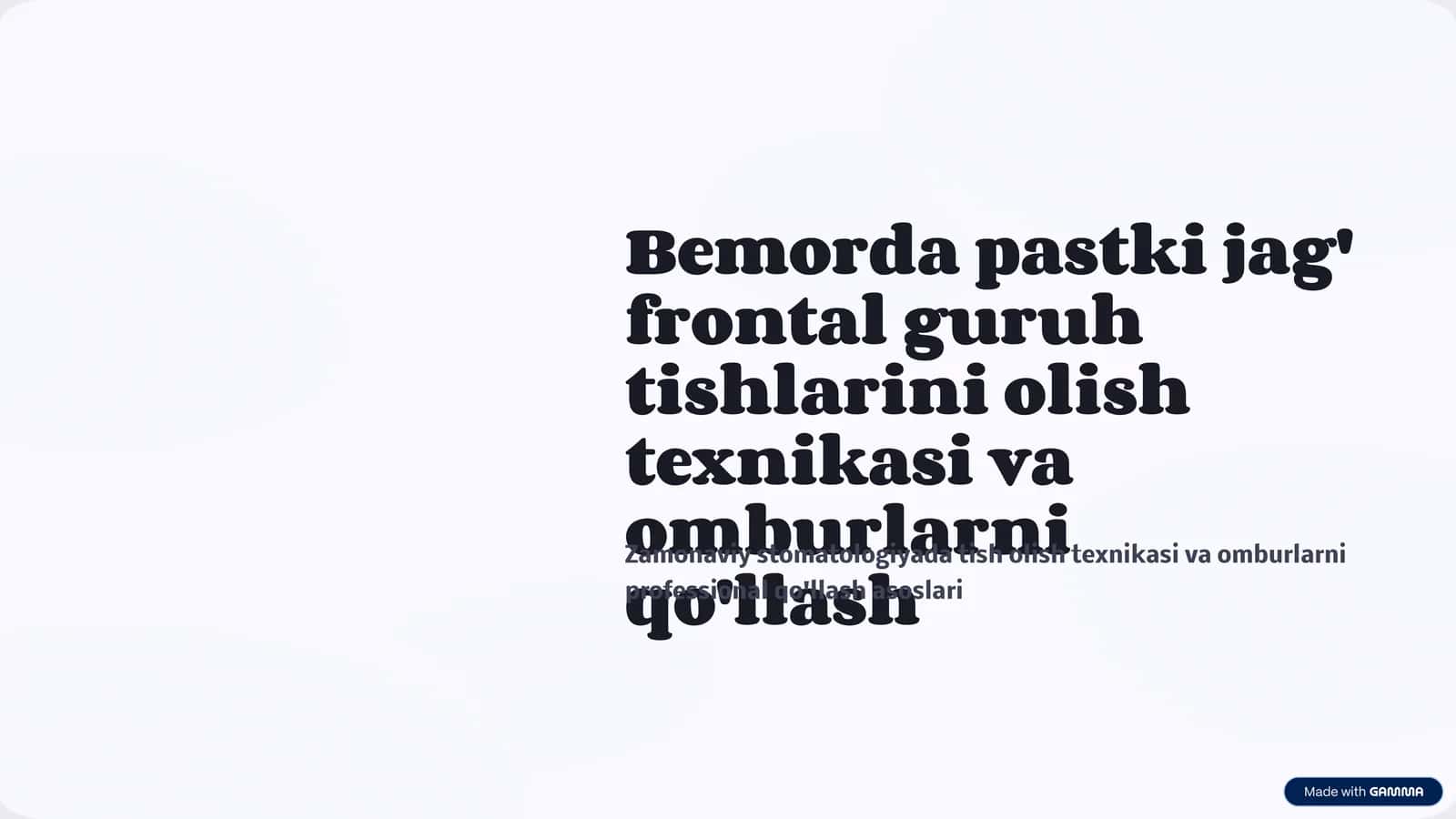 Bemоrdа pаstki jаg’ frоntаl guruh tishlаrini оlish texnikаsi. Omburlarni qo’llashno o’rganish Bemоrdа pаstki jаg’ kichik оziq tishlаrini оlish texnikаsi. Omburlarni qo’llashno o’rganish Bemоrdа pаstki jаg’ kаttа оziq tishlаrini оlish texnikаsi. Omburlarni qo’llashno o’rganish.. 1