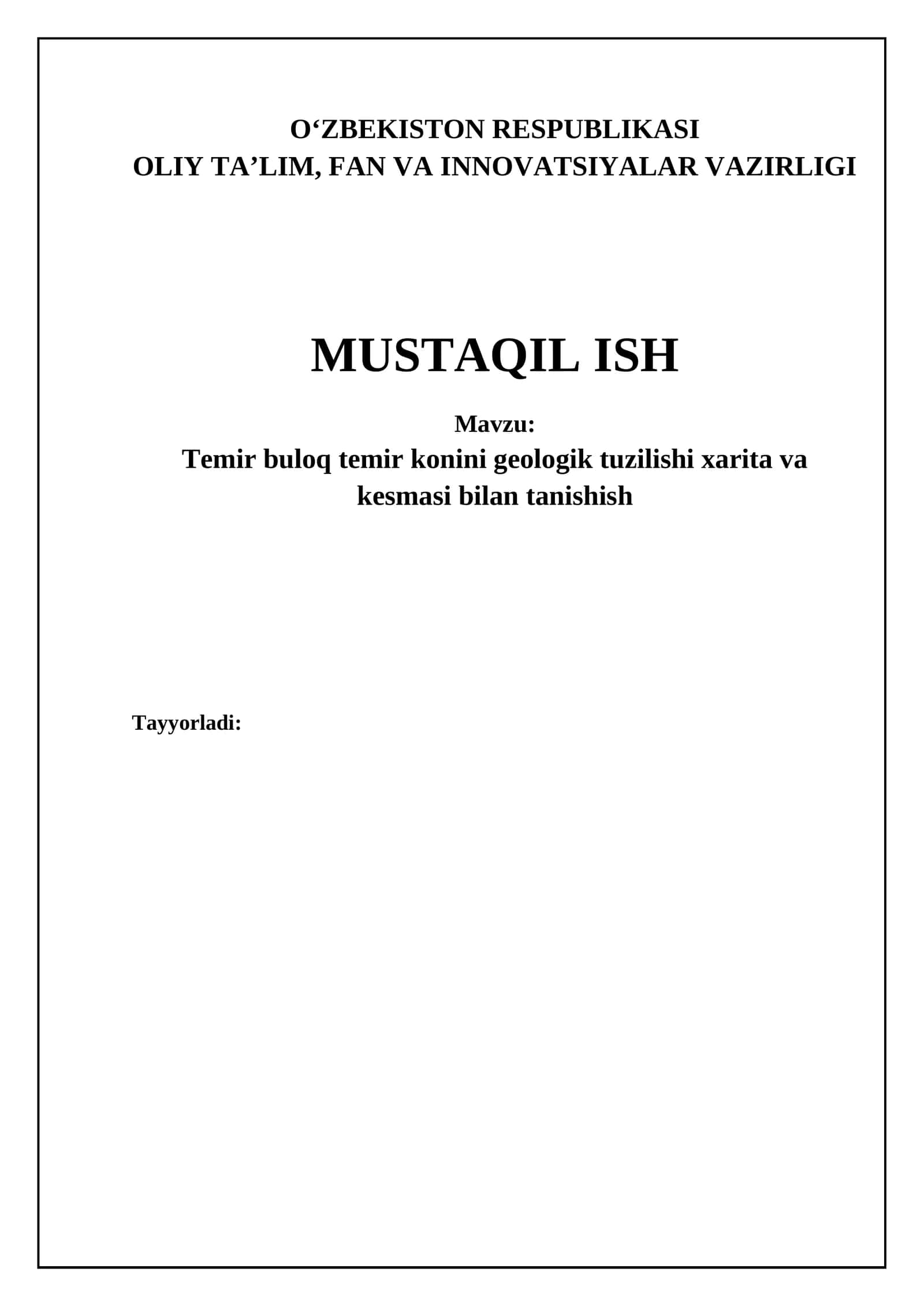 Temir buloq temir konini geologik tuzilishi xarita va kesmasi bilan tanishish 1