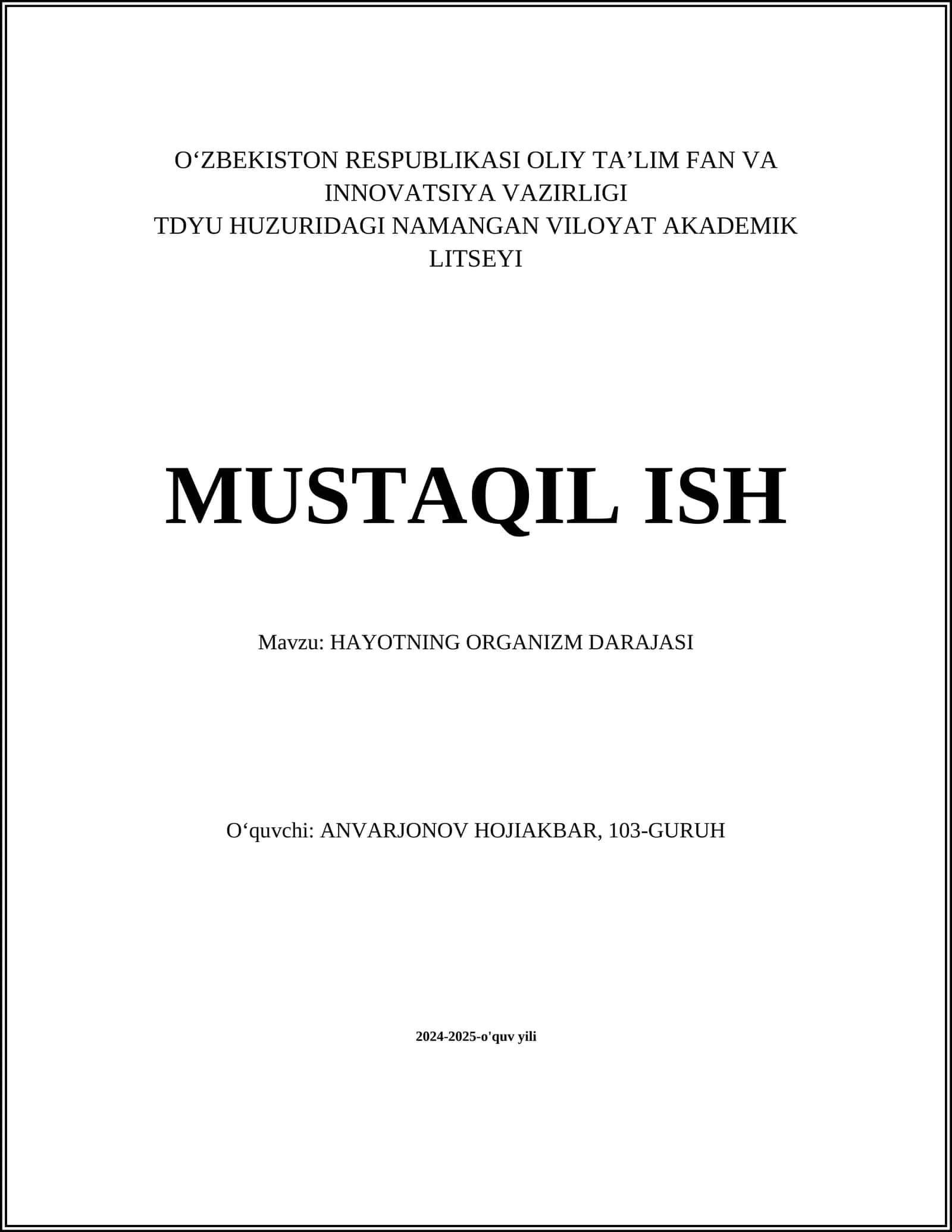 Hujayra tuzilishi va funksiyalari 1
