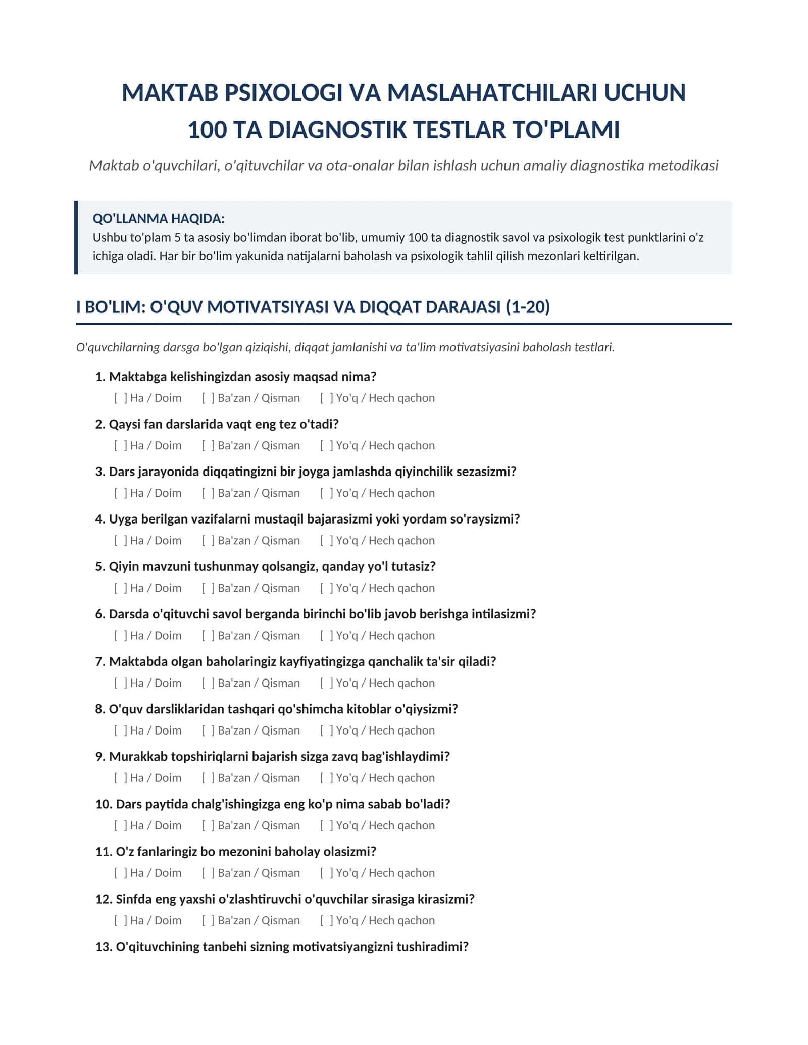Maktab maslahatchisi 100ta test 1