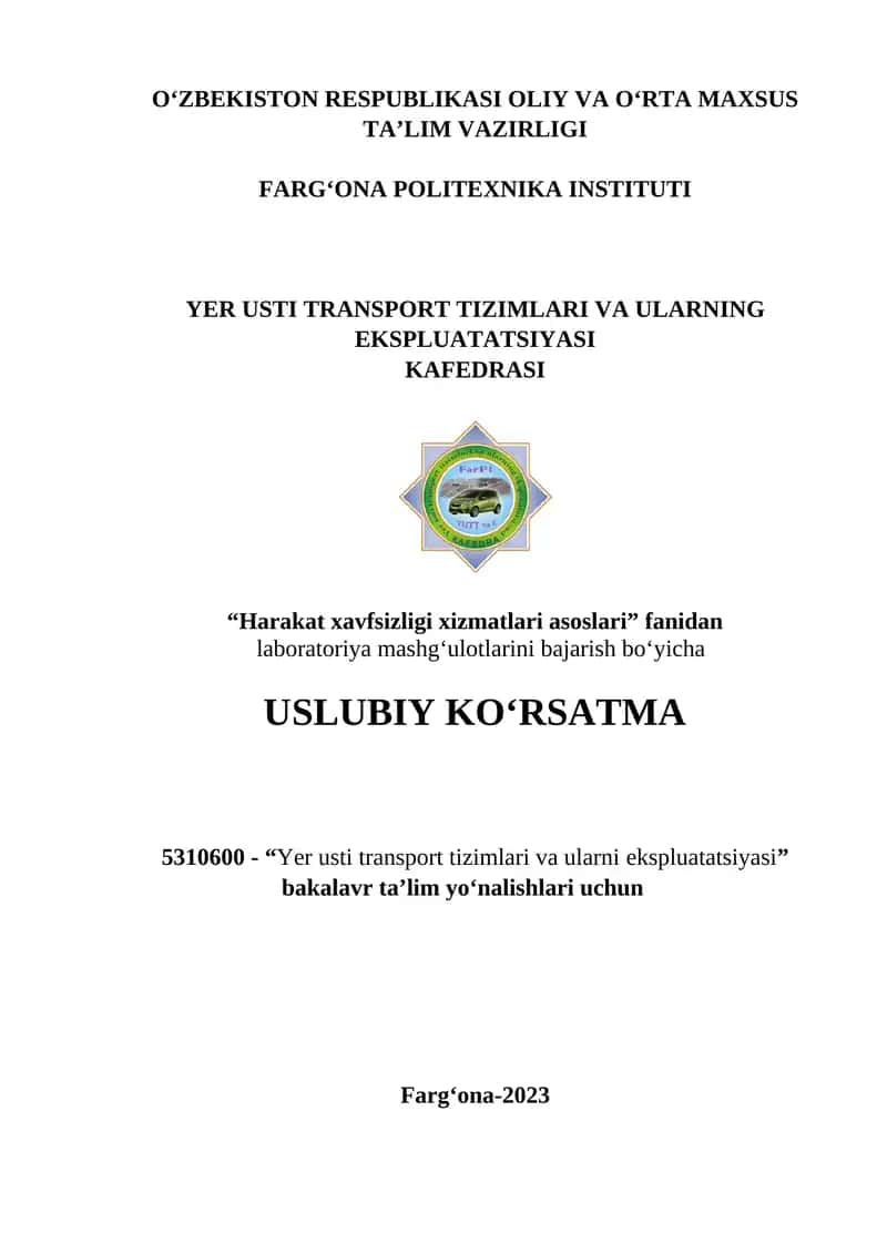 Yer usti transport tizimlari va ularni ekspluatatsiyasi 1