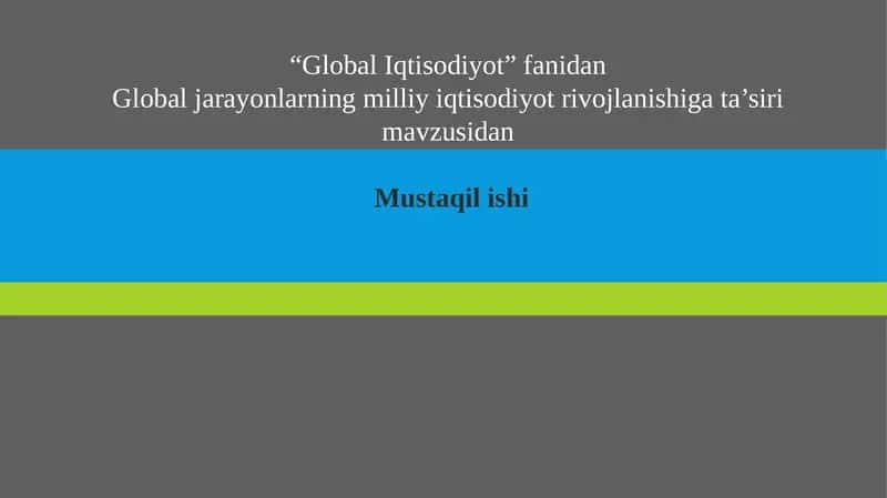 GlobalIqtisodiyot 1
