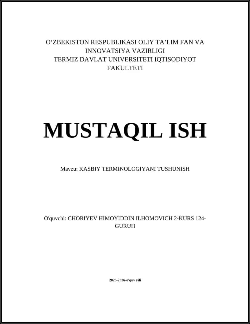 KASBIY TERMINOLOGIYANI TUSHUNISH 1