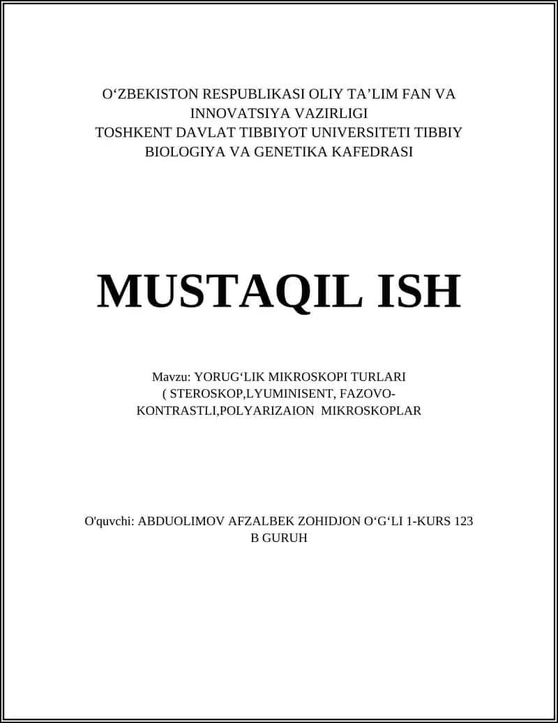 Yorugʻlik mikroskopi turkumi 1