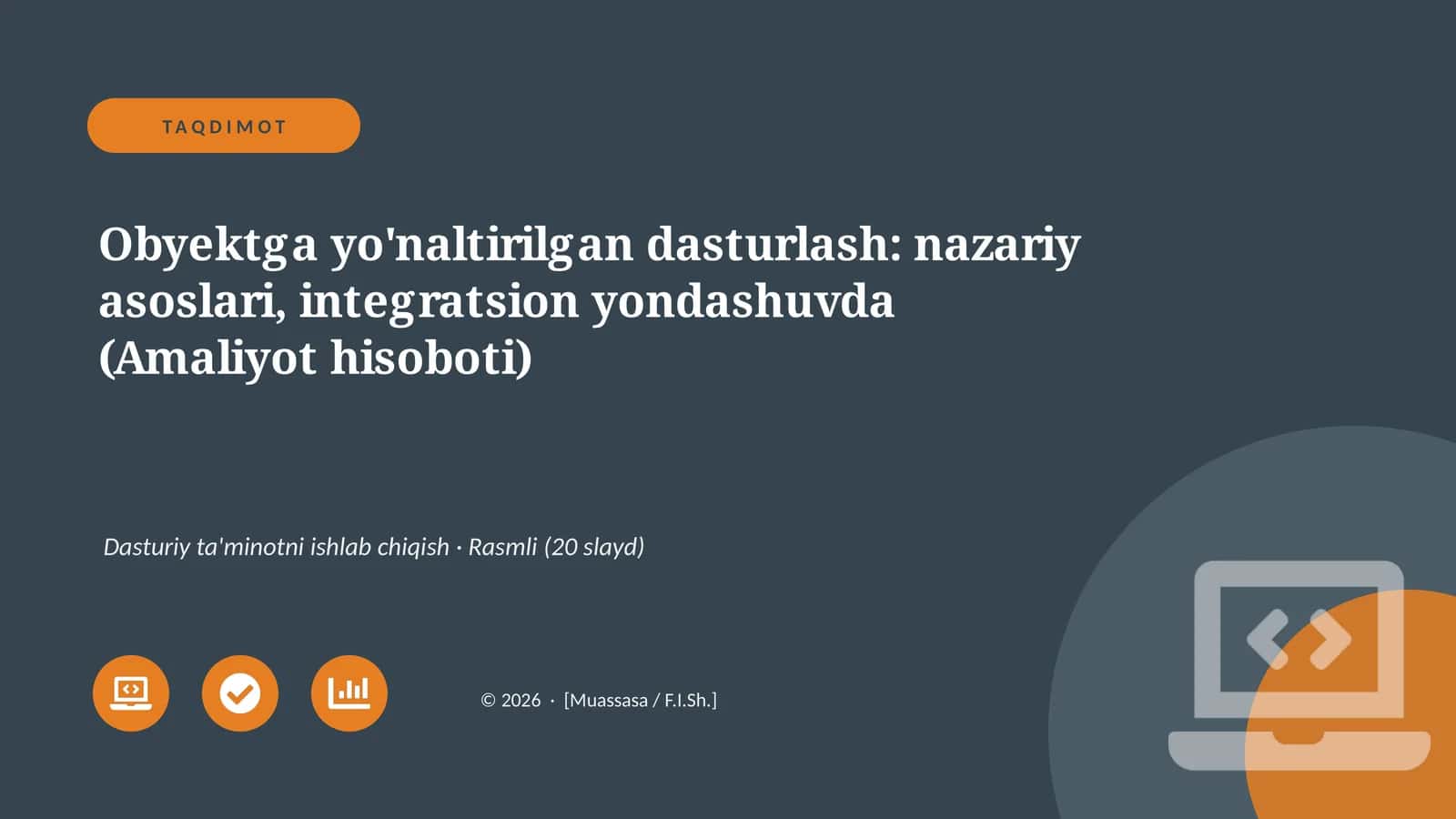 Obyektga yo'naltirilgan dasturlash: nazariy asoslari 1