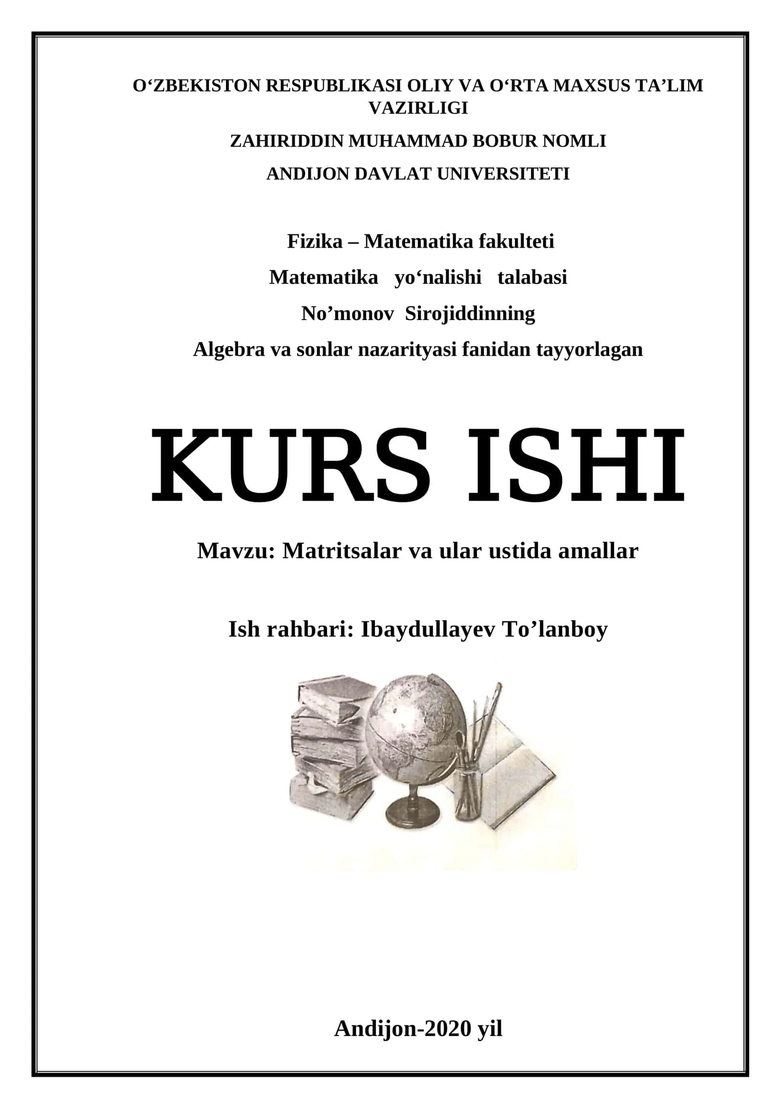 Matritsalar va ular ustida amallar 1