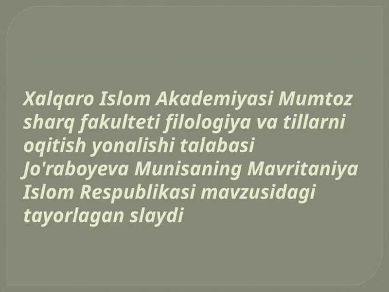 Mavritaniya Islom Respublikasi 1