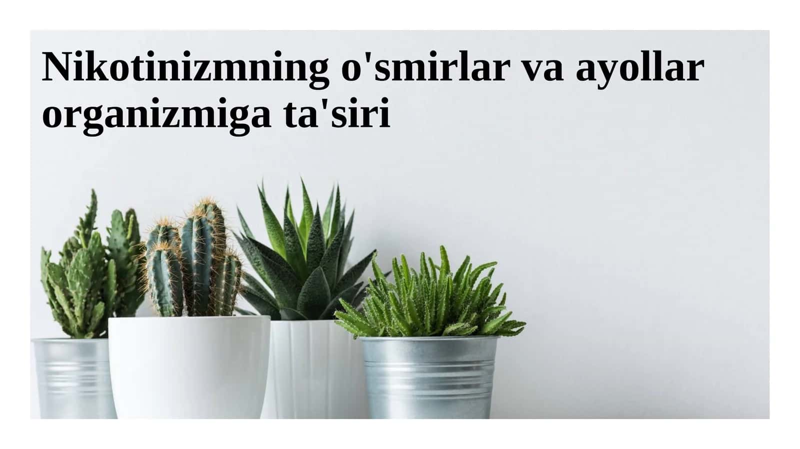 Nikotinizmning o'smirlar va ayollar organizmiga ta'siri 1