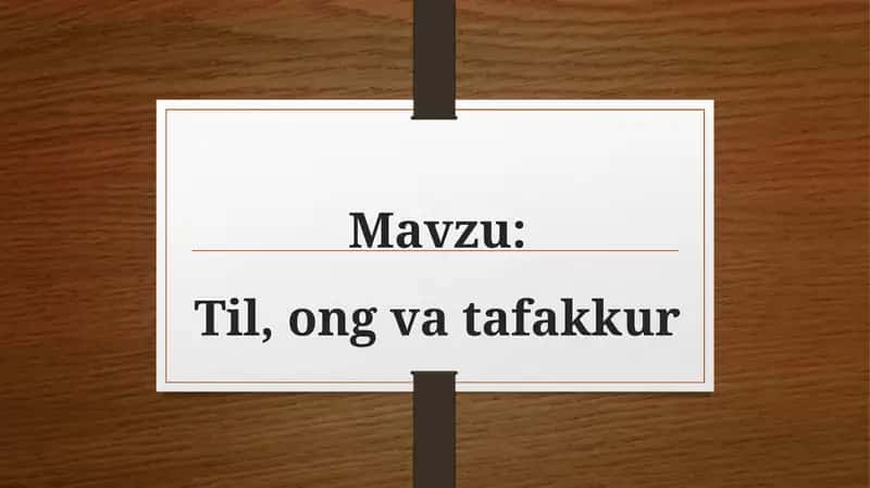 Til, ong va tafakkur 1