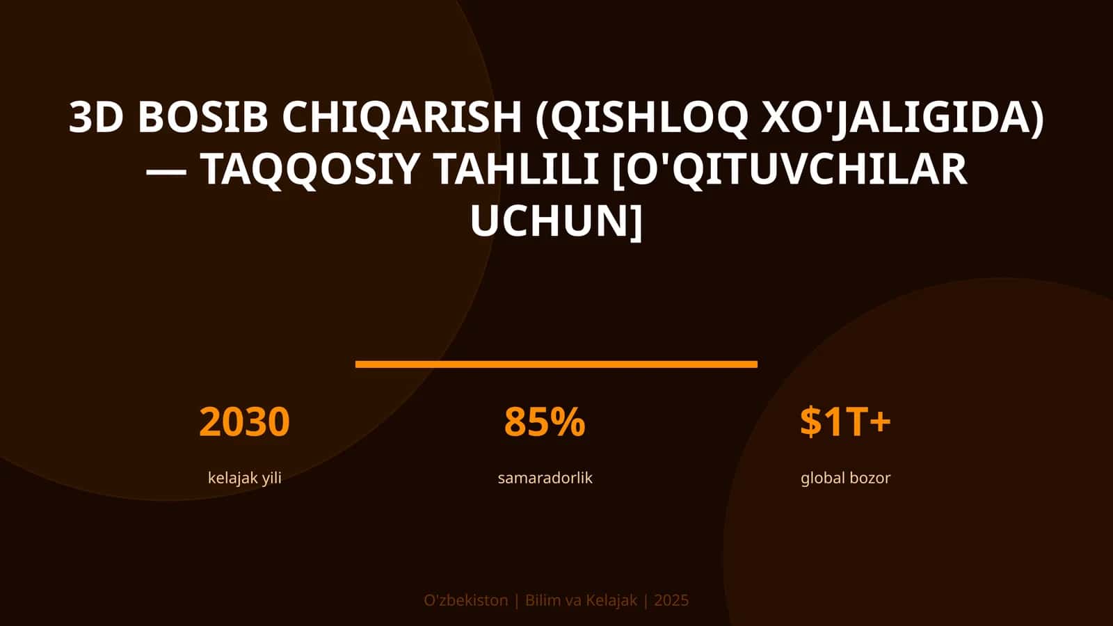 3D BOSIB CHIQARISH (QISHLOQ XO'JALIGIDA) — TAQQOSIY TAHLILI [O'QITUVCHILAR UCHUN] 1