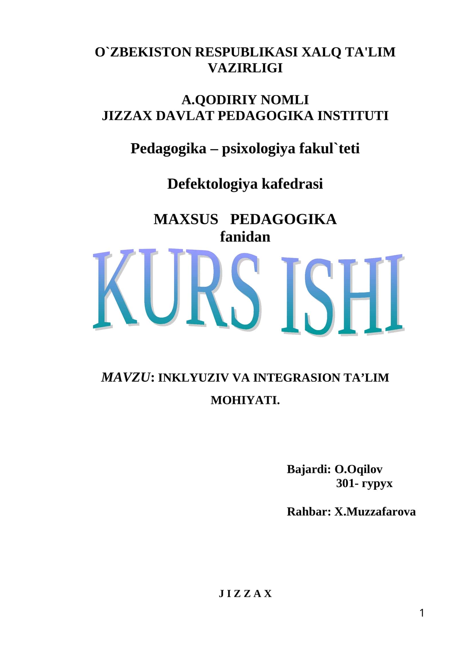 INKLYUZIV VA INTEGRASION TA’LIM MOHIYATI 1