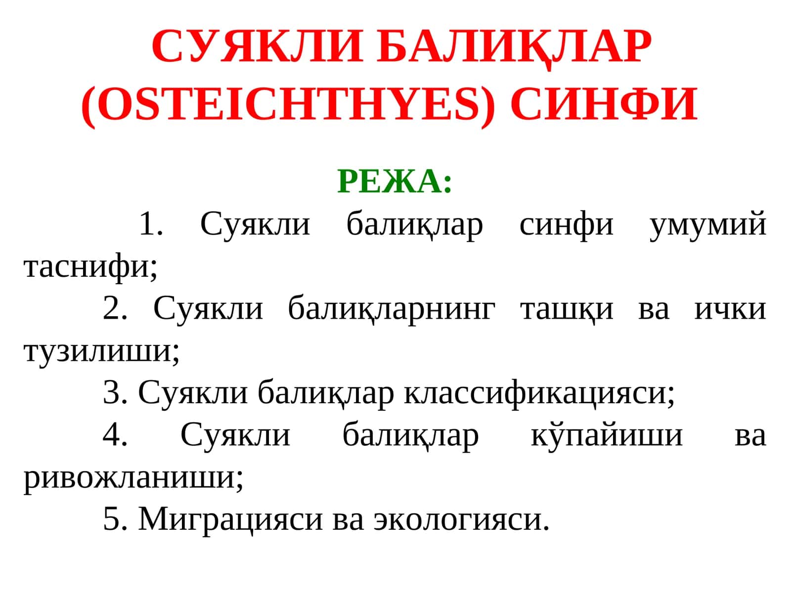 Суякли балиқлар (Osteichthyes)синфи 1