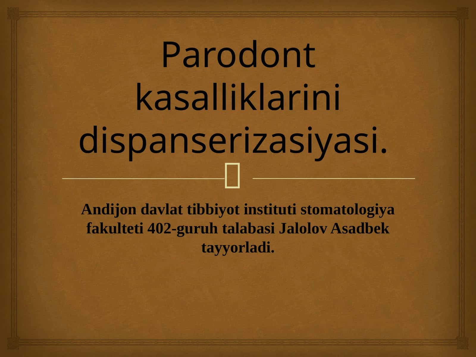 Parodont kasalliklarini dispanserizasiyasi. 1