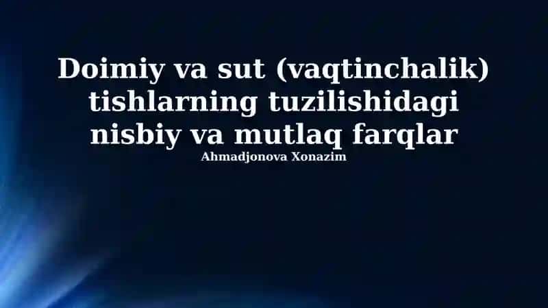 Sut va Doimiy Tishlar 1