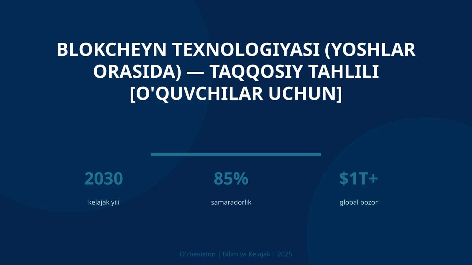 Blokcheyn texnologiyasi (yoshlar orasida) — taqqosiy tahlili [o'quvchilar uchun] 1