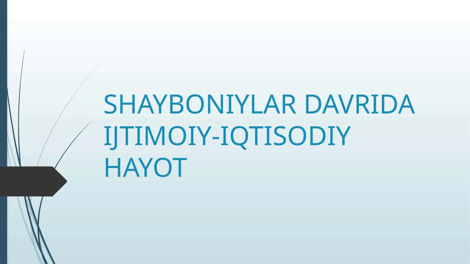 SHAYBONIYLAR DAVRIDA IJTIMOIY-IQTISODIY HAYOT 1