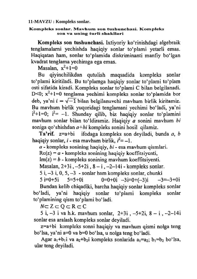 Kompleks sonlar 1