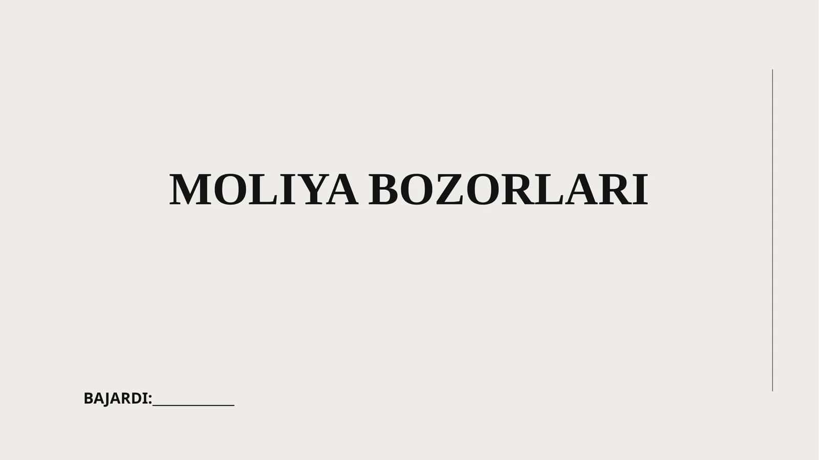 Moliya bozorlari 1