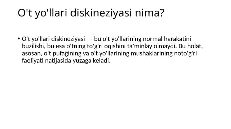 O't yo'llari diskineziyasi 1
