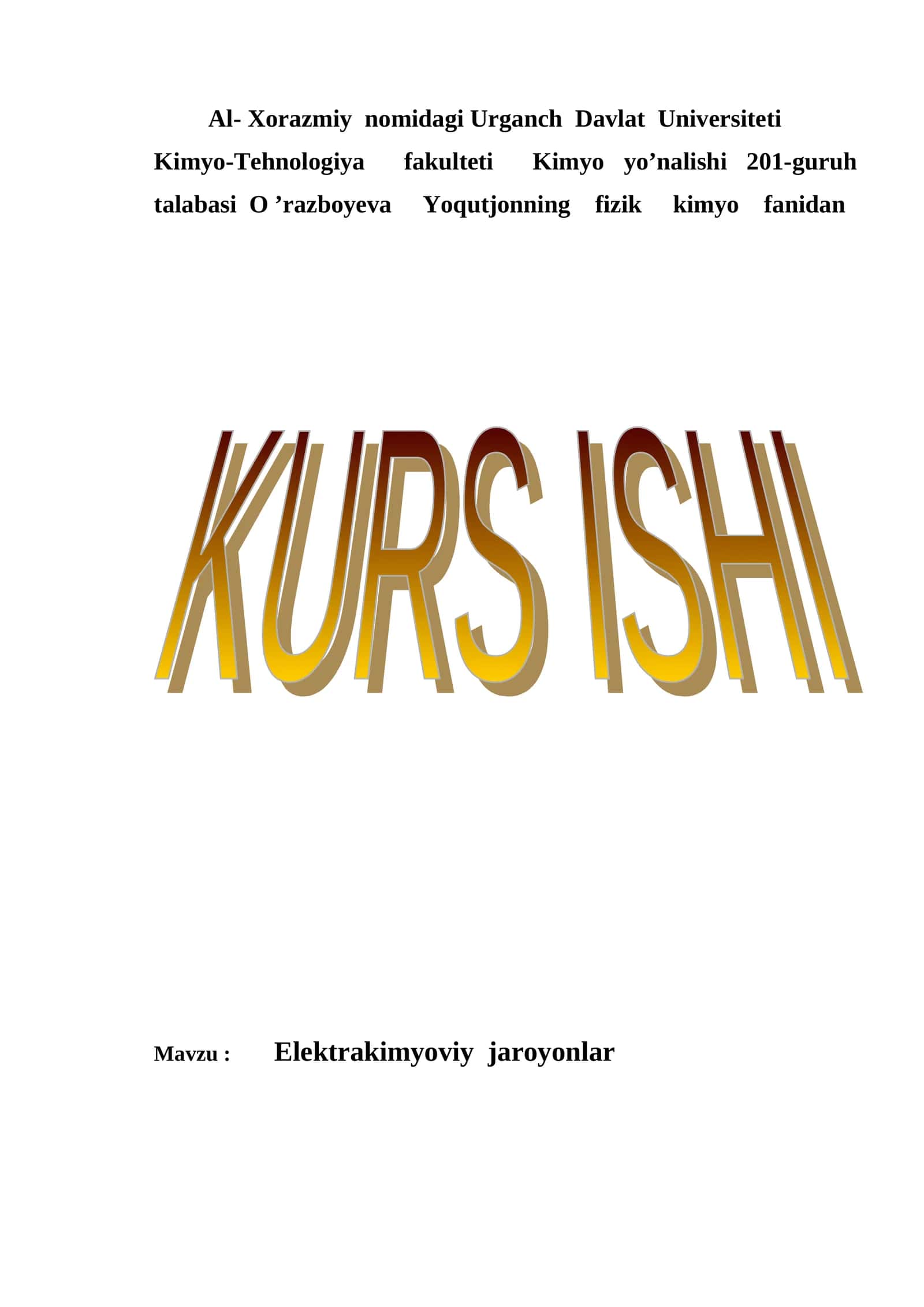 Elektrakimyoviy jaroyonlar 1