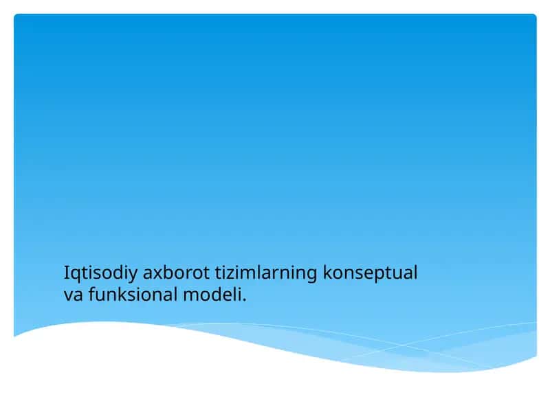 Iqtisodiy axborot tizimlarning konseptual va funksional modeli. 1