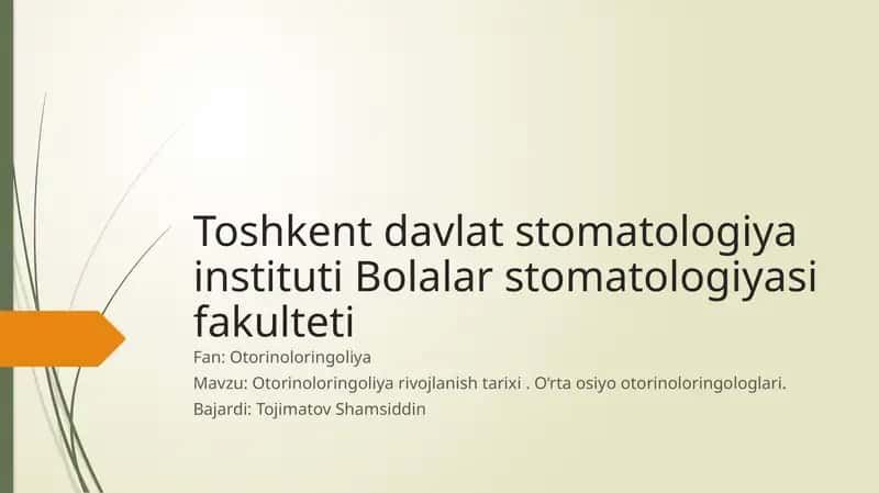 Otorinolaringologiya rivojlanish tarixi 1
