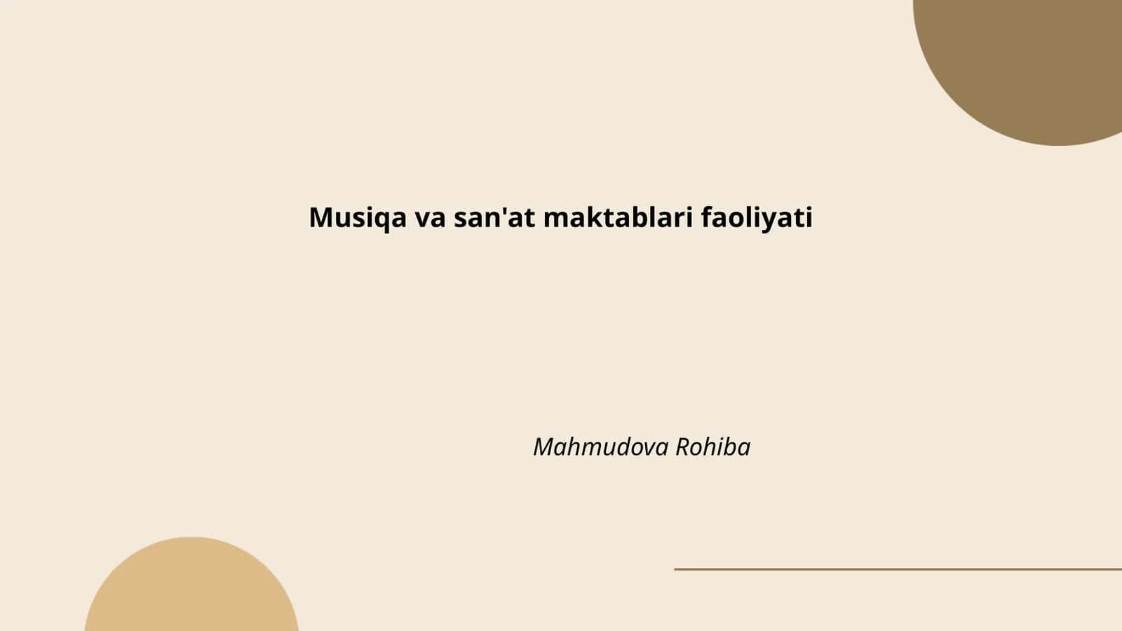 Musiqa va san'at maktablari faoliyati 1