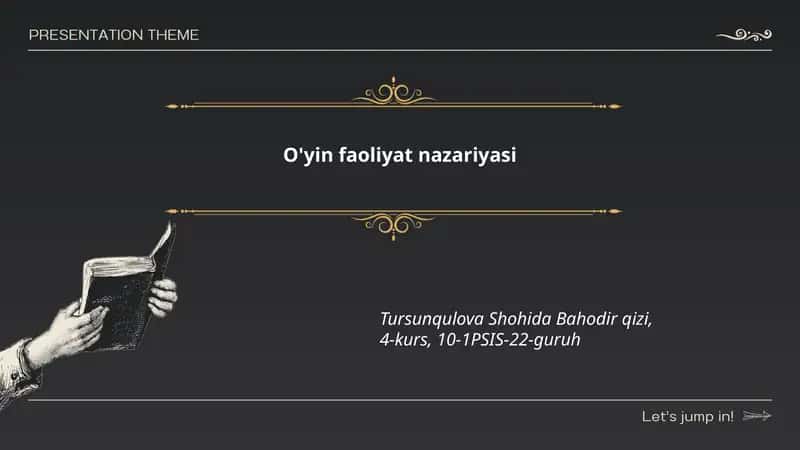 O'yin faoliyat nazariyasi 1