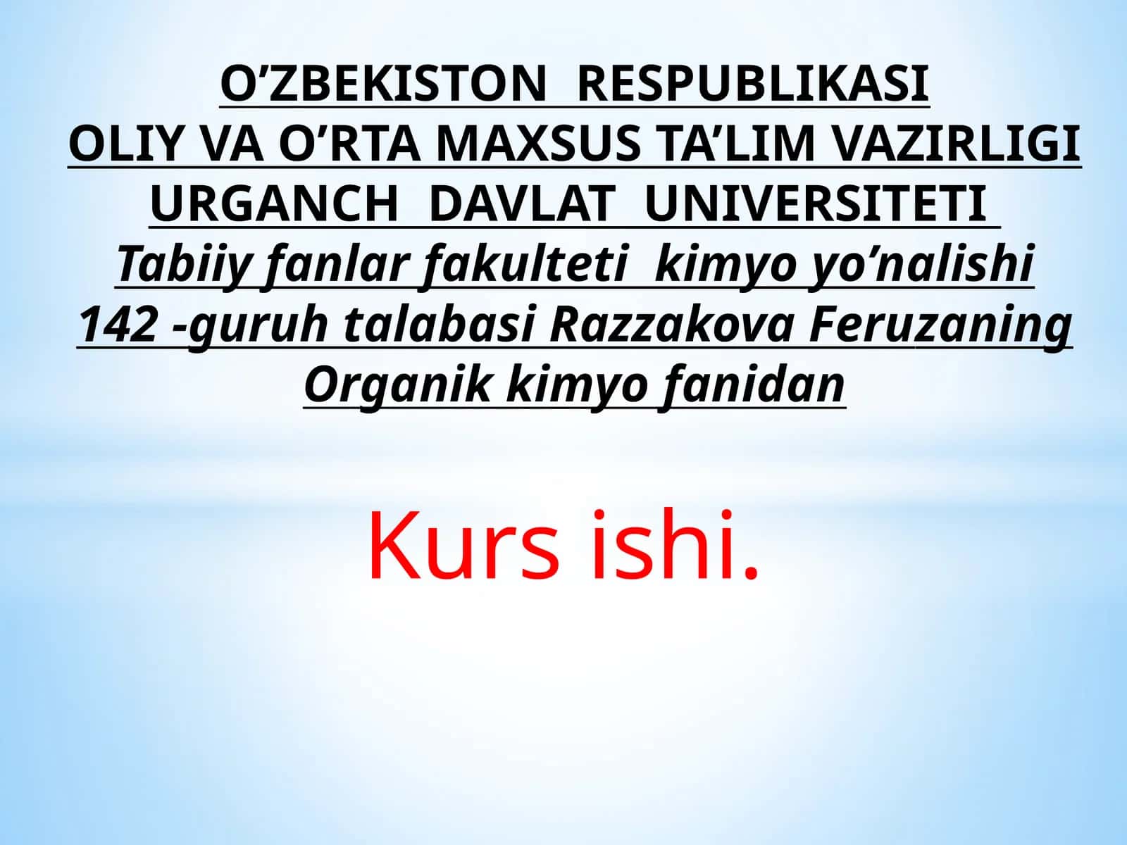 Organik Kimyo 1
