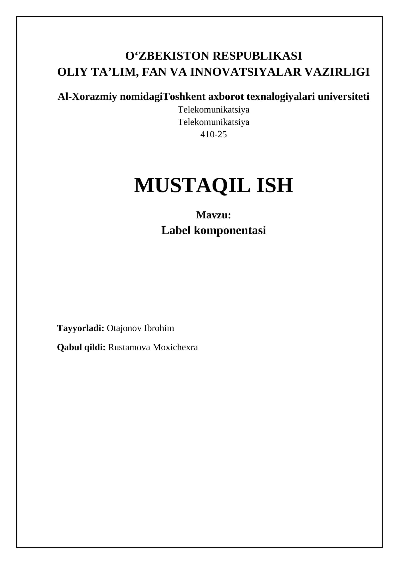 Label komponentasi 1