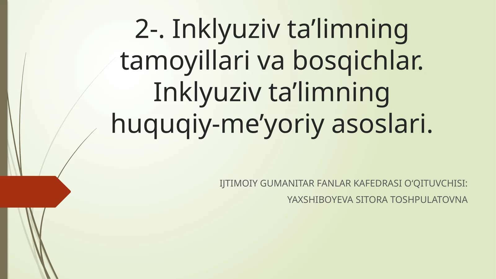Inklyuziv ta’limning tamoyillari va bosqichlar 1