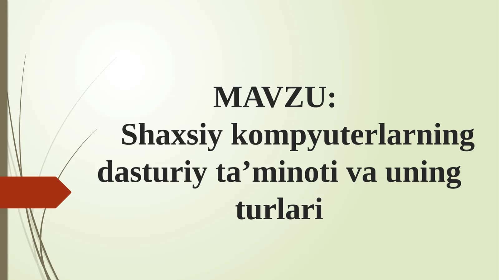 Shaxsiy kompyuterlarning dasturiy ta’minoti va uning turlari 1