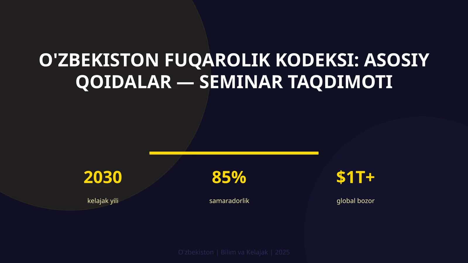O'zbekiston fuqarolik kodeksi: asosiy qoidalar — seminar taqdimoti 1