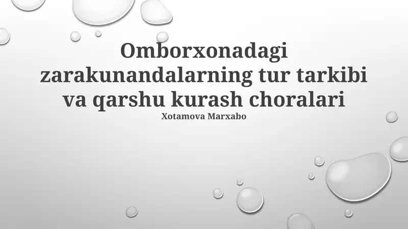 Zararkunandalarning tur tarkibi va qarshu kurash choralari 1