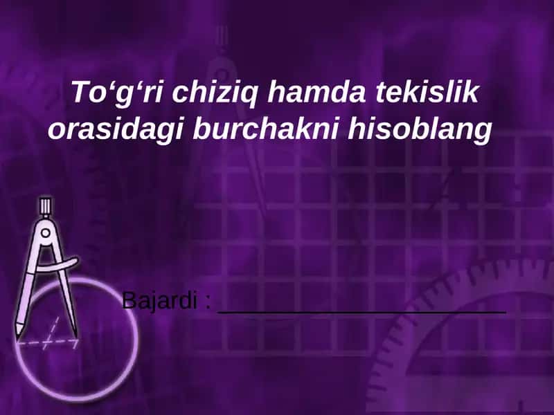 Tekislik va uning tenglamalari 1