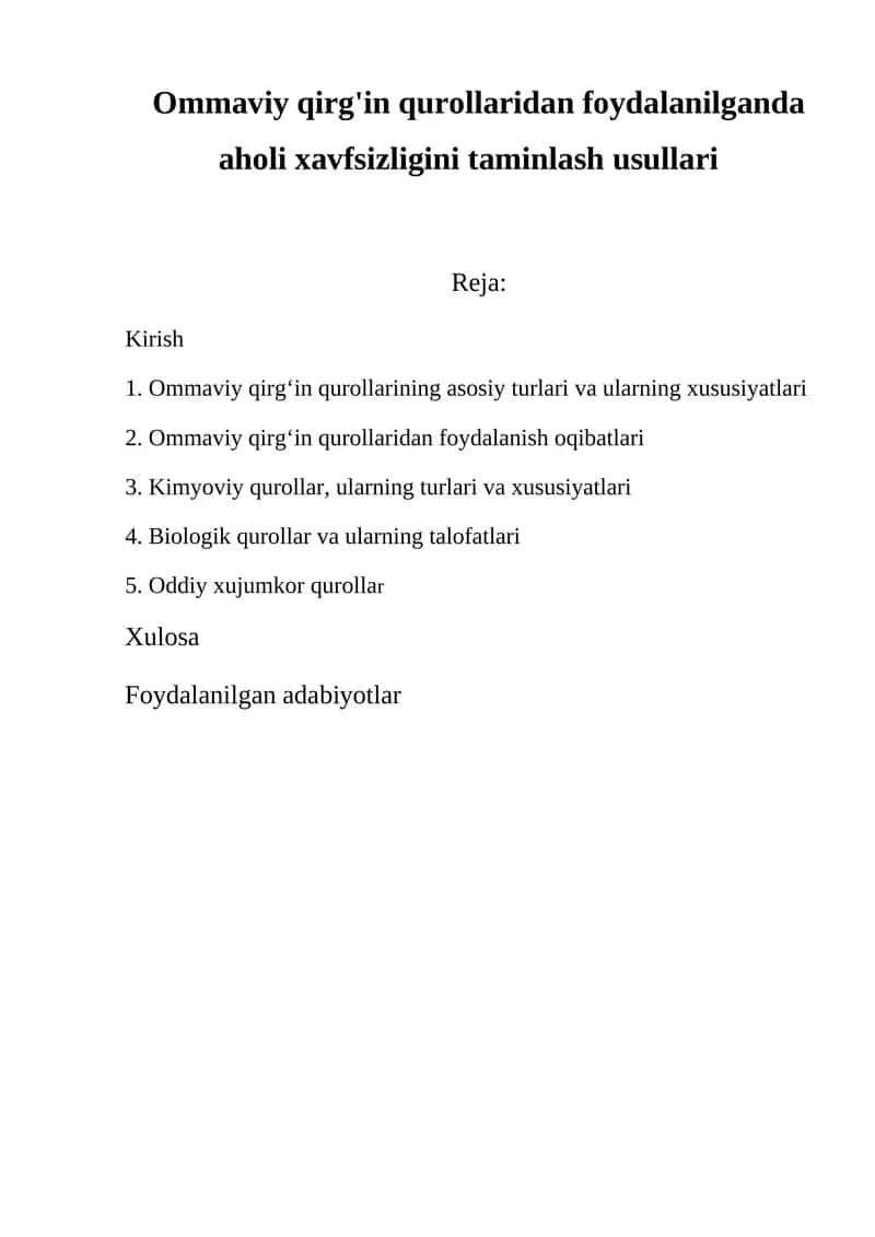 Ommaviy qirg'in qurollaridan foydalanish oqibatlari 1