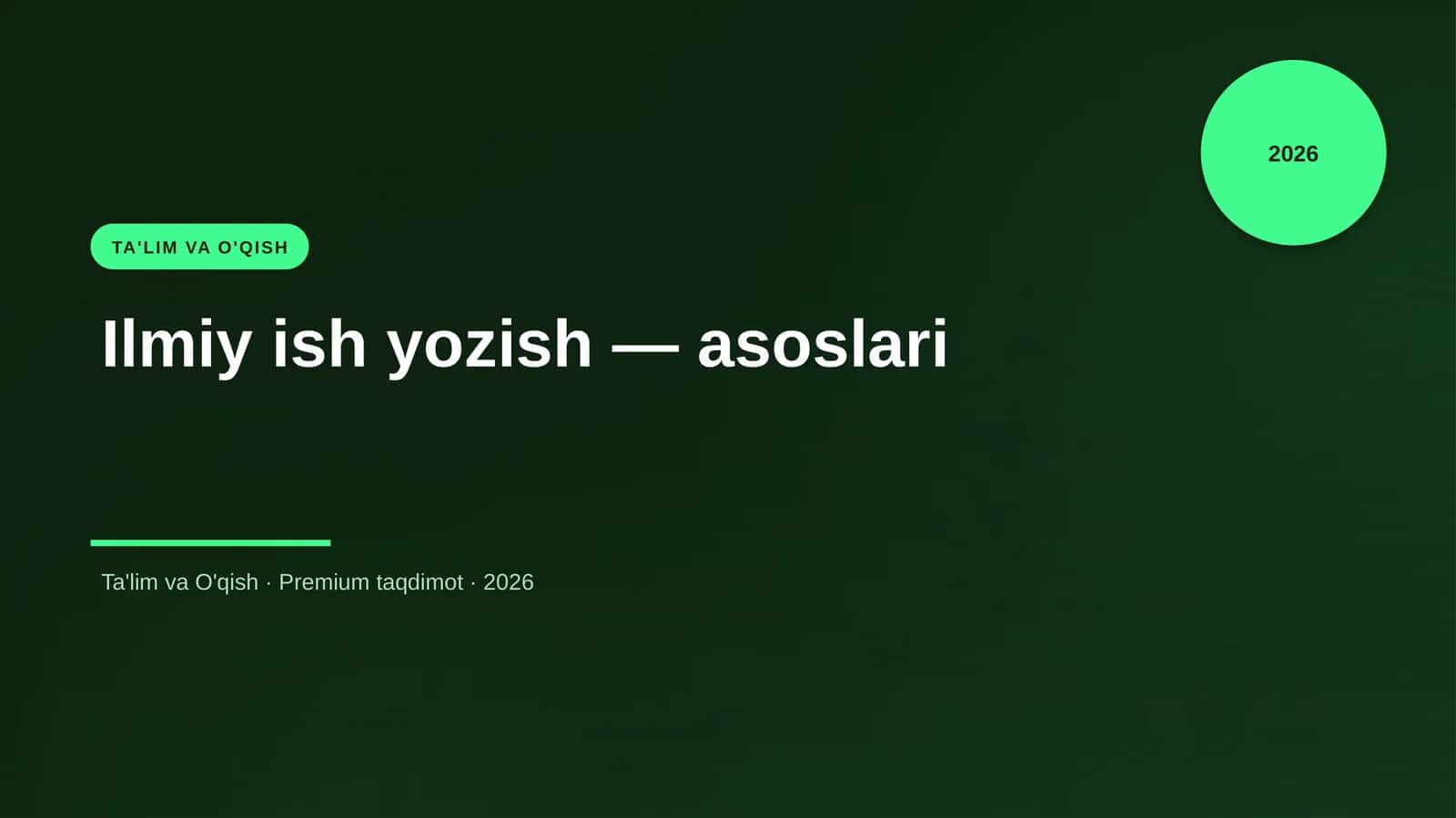 Ilmiy ish yozish — asoslari 1