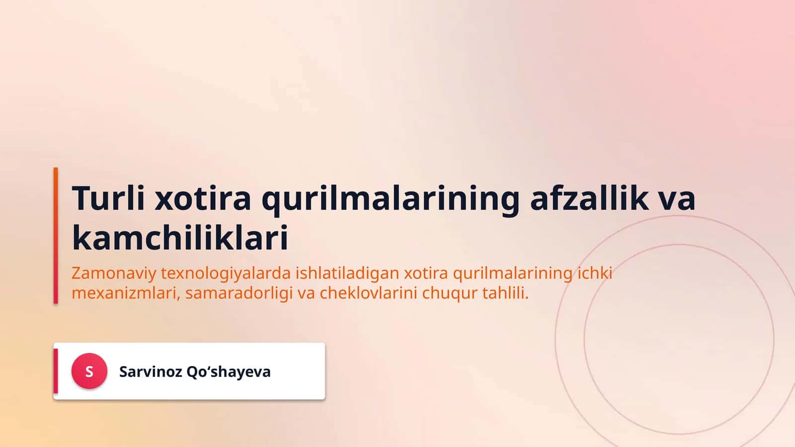 Turli xotira qurilmalarining afzallik va kamchiliklari 1