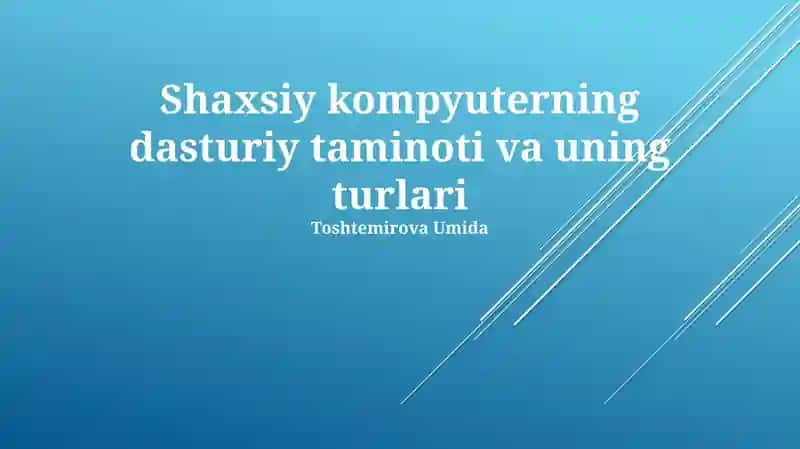Shaxsiy kompyuterning dasturiy taminoti va uning turlari