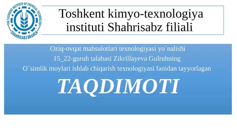Mashad, kunjara, zig`irva boshqamoyli xomashyolari 1
