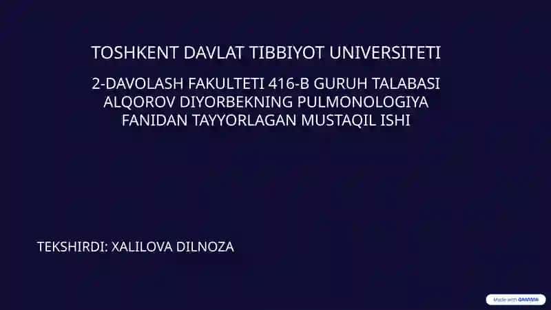 COVID-19 Asoratlari – O‘pkaga ta’siri (TO‘LIQ) Kirish
