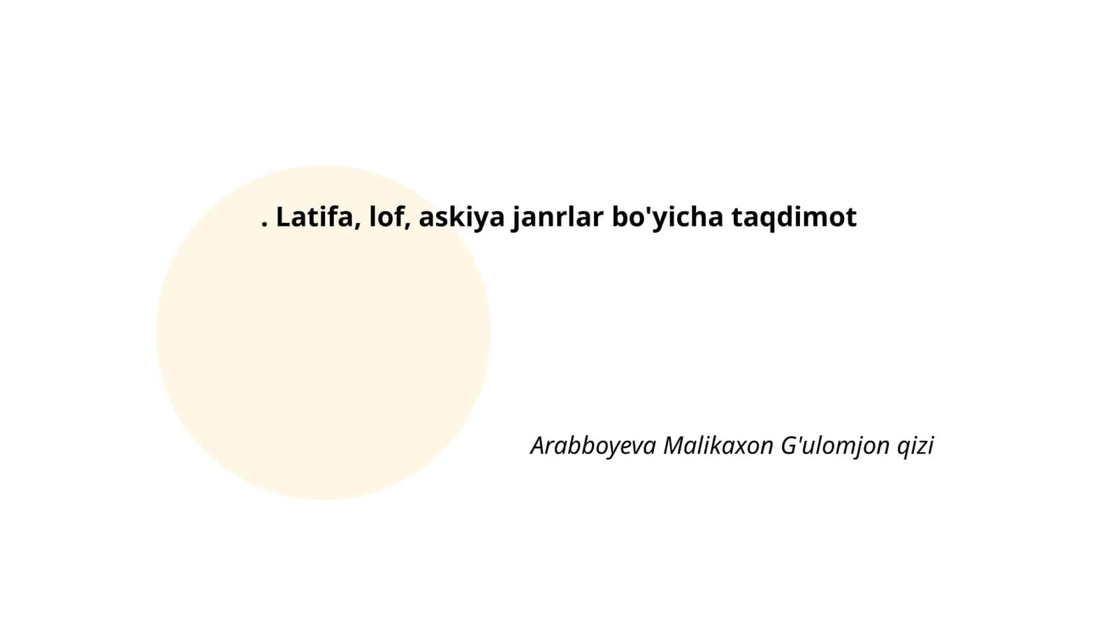 Latifa, lof, askiya janrlar bo'yicha taqdimot 1