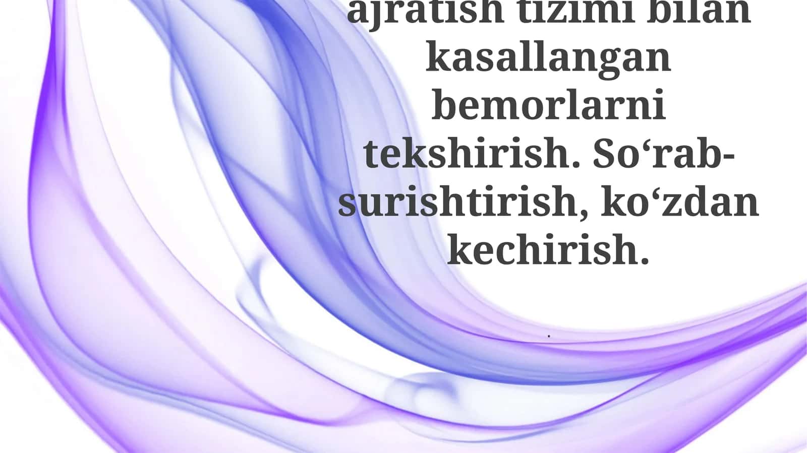 Buyrak va peshob ajratish tizimi bilan kasallangan bemorlarni tekshirish 1