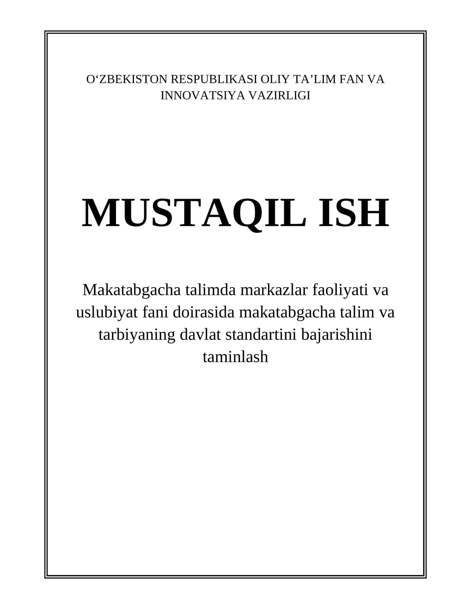 Makatabgacha talim va tarbiyaning davlatstandarti 1