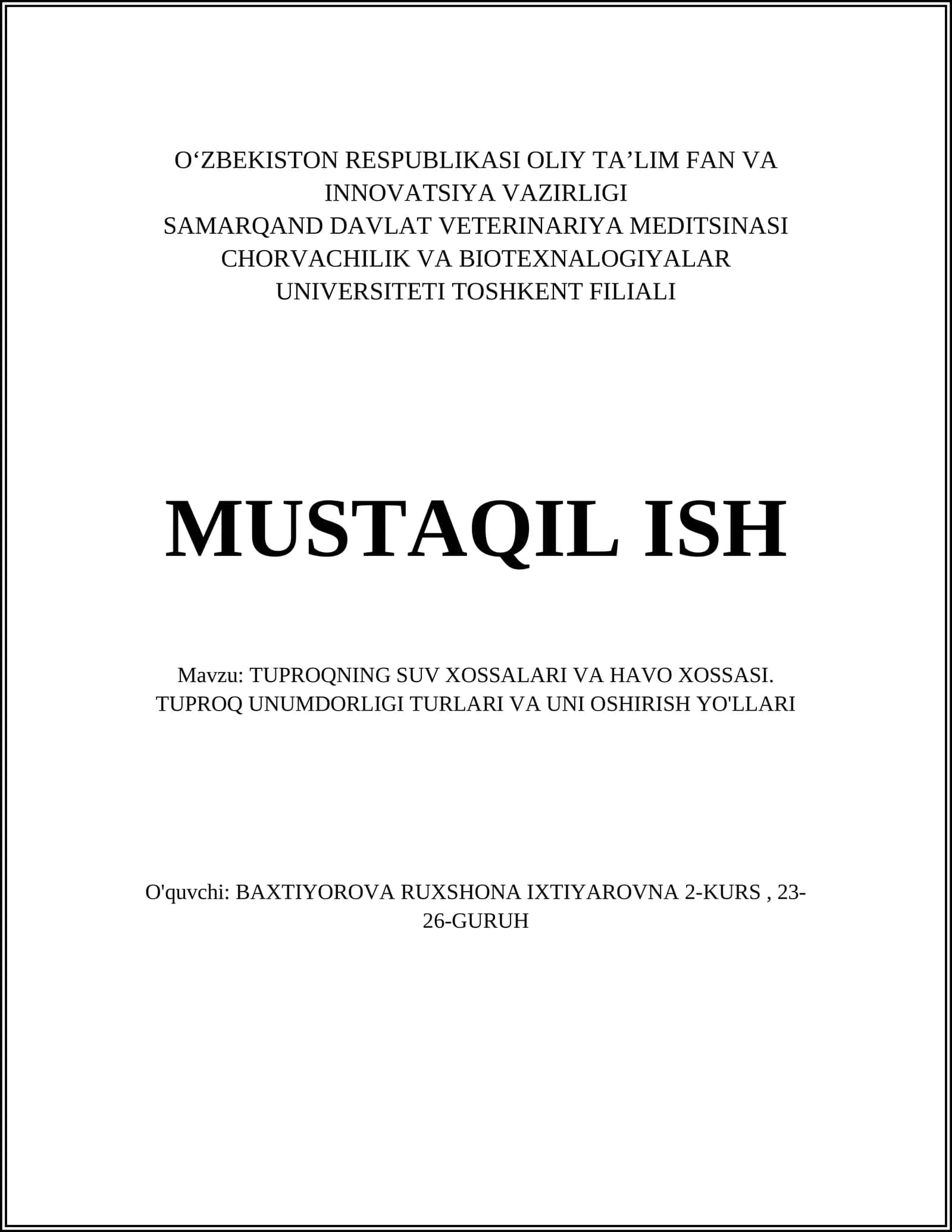 Tuproqning fizik xossalari 1
