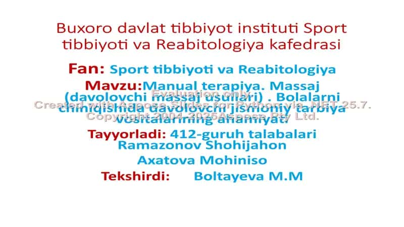 Manual terapiya va Massaj 1